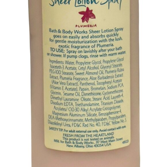 Bath and Body Works Plumeria Sheer Lotion Spray 4 Oz Very Rare Discontinued NOS - Picture 4 of 5